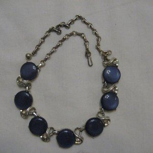 Vintage Coro dark blue thermoset choker17"L